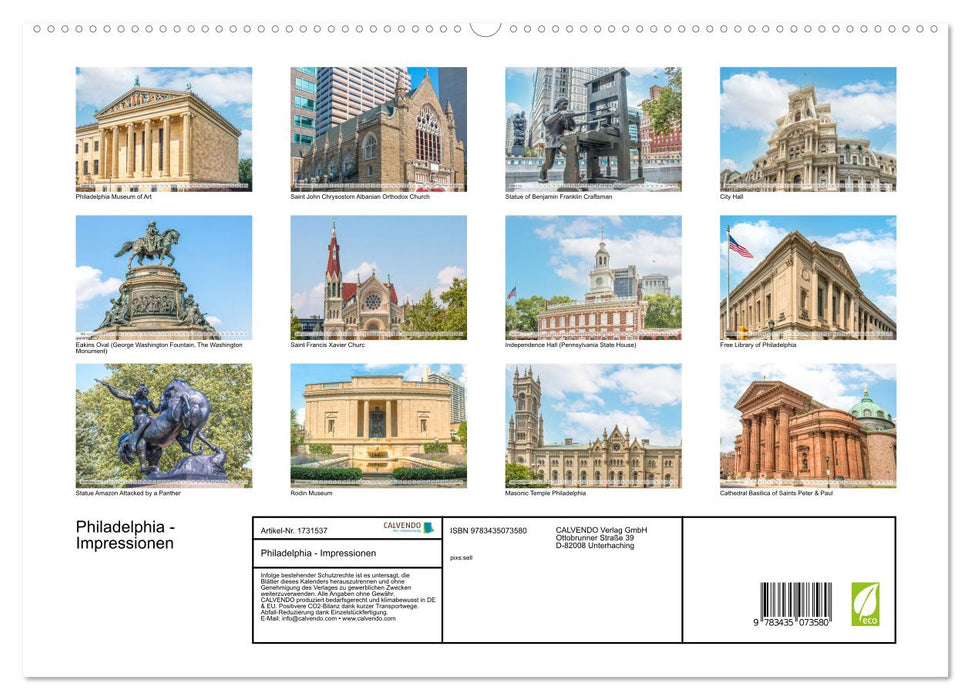 Philadelphia - Impressionen (CALVENDO Premium Wandkalender 2025)