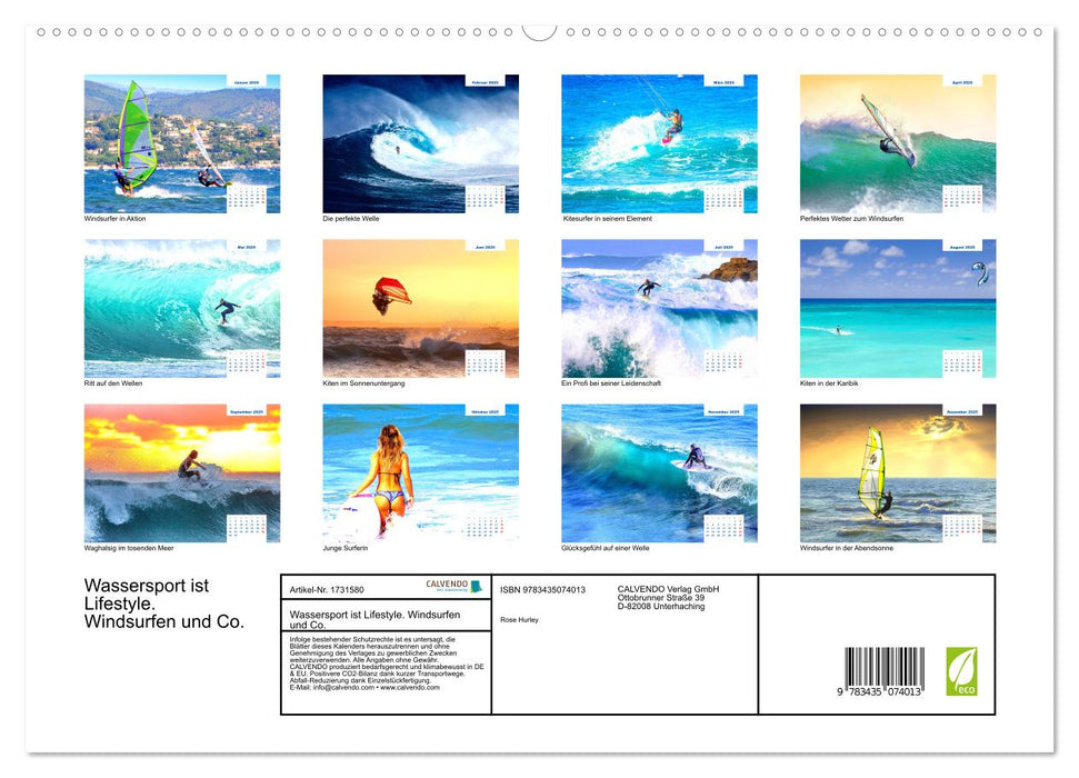 Wassersport ist Lifestyle. Windsurfen und Co. (CALVENDO Premium Wandkalender 2025)