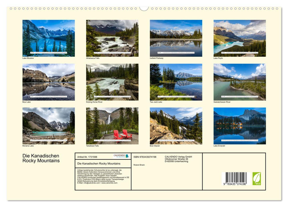 Die Kanadischen Rocky Mountains (CALVENDO Premium Wandkalender 2025)