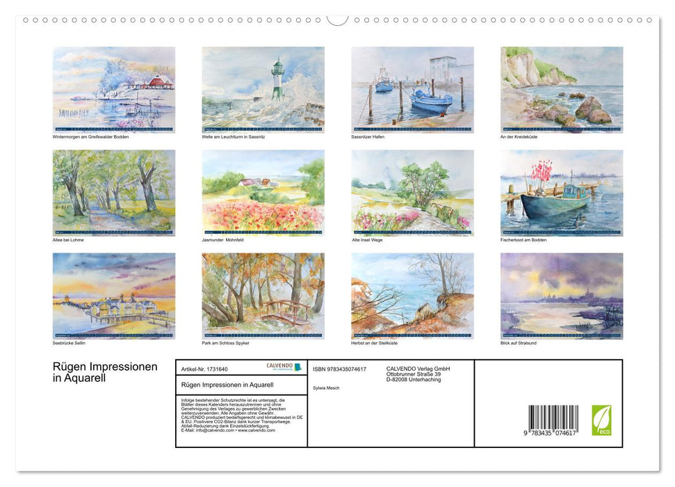 Rügen Impressionen in Aquarell (CALVENDO Wandkalender 2025)