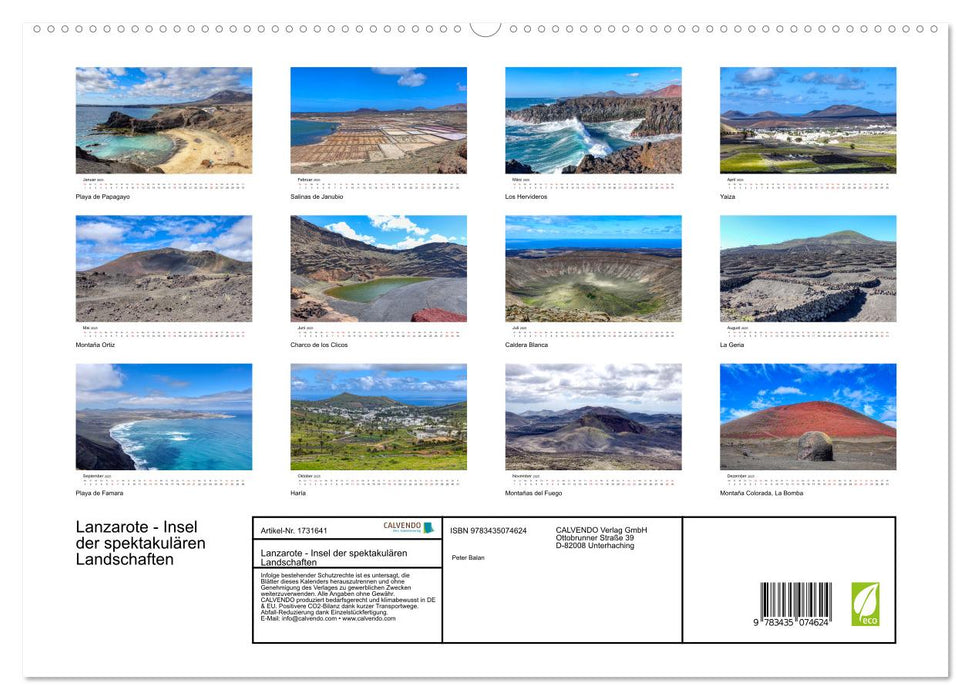 Lanzarote - Insel der spektakulären Landschaften (CALVENDO Wandkalender 2025)