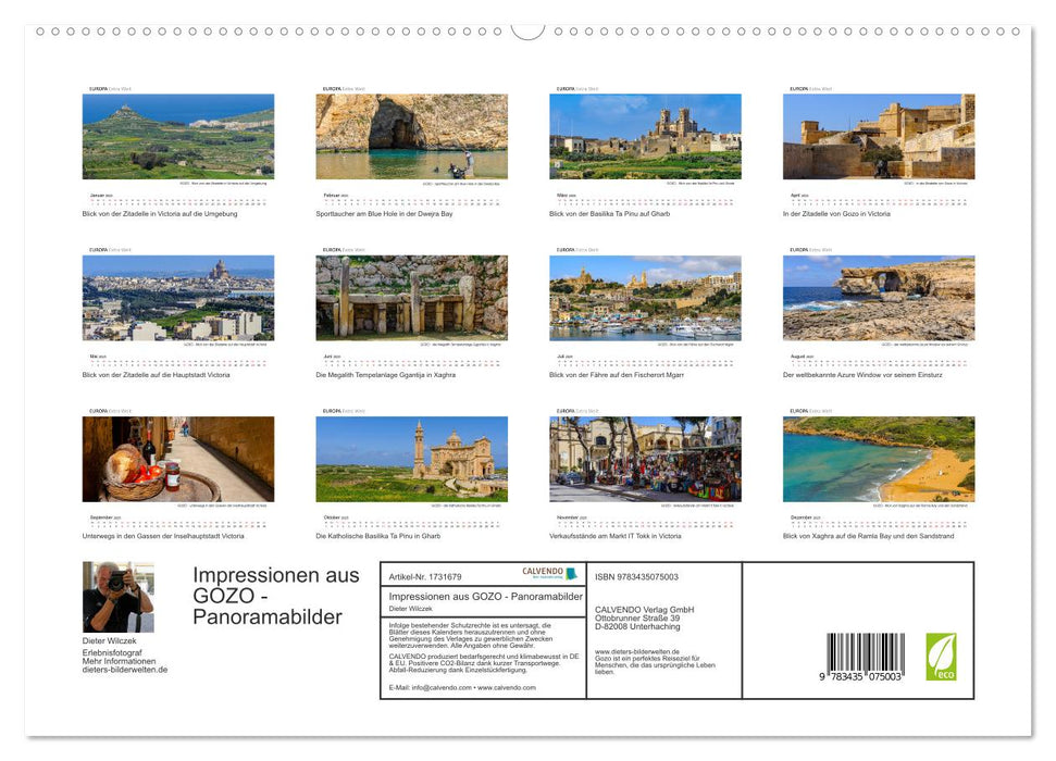 Impressionen aus GOZO - Panoramabilder (CALVENDO Premium Wandkalender 2025)