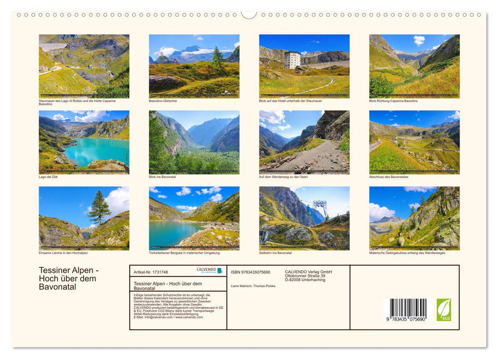 Tessiner Alpen - Hoch über dem Bavonatal (CALVENDO Premium Wandkalender 2025)