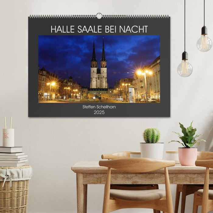 HALLE SAALE BEI NACHT (CALVENDO Wandkalender 2025)