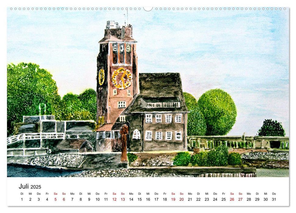 Hamburg in stillen Aquarellen (CALVENDO Premium Wandkalender 2025)