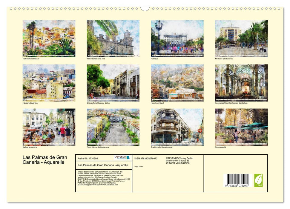 Las Palmas de Gran Canaria - Aquarelle (CALVENDO Premium Wandkalender 2025)