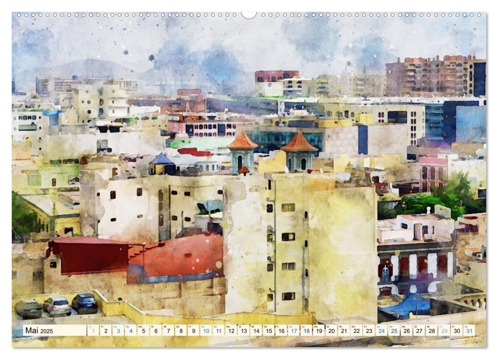 Las Palmas de Gran Canaria - Aquarelle (CALVENDO Premium Wandkalender 2025)