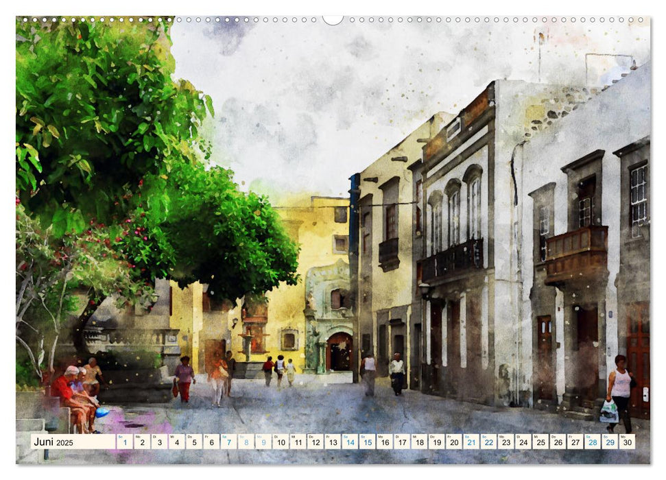 Las Palmas de Gran Canaria - Aquarelle (CALVENDO Premium Wandkalender 2025)