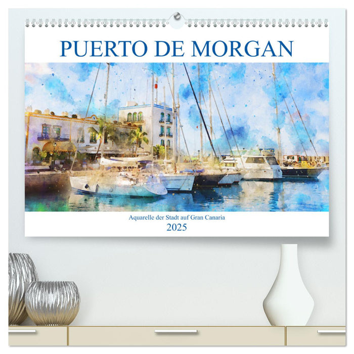 Puerto de Morgan - Aquarell der Hafenstadt auf Gran Canaria (CALVENDO Premium Wandkalender 2025)