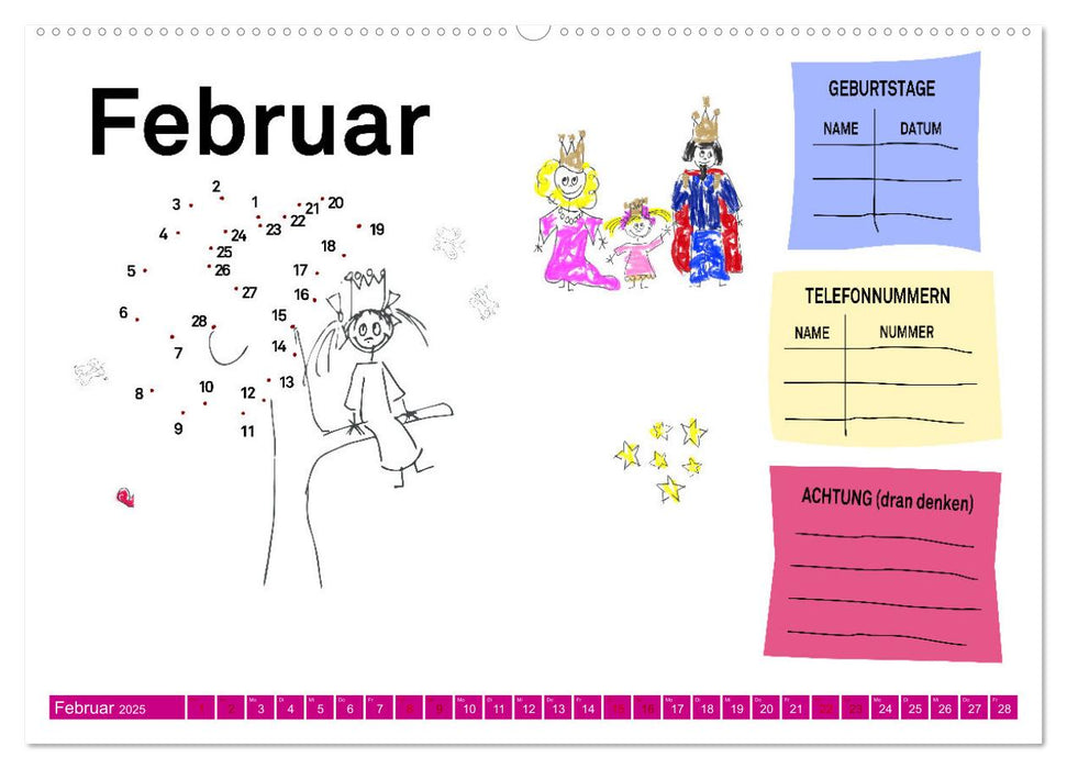 Zahlen und Malen Kalender mit der kleinen Prinzessin (CALVENDO Premium Wandkalender 2025)