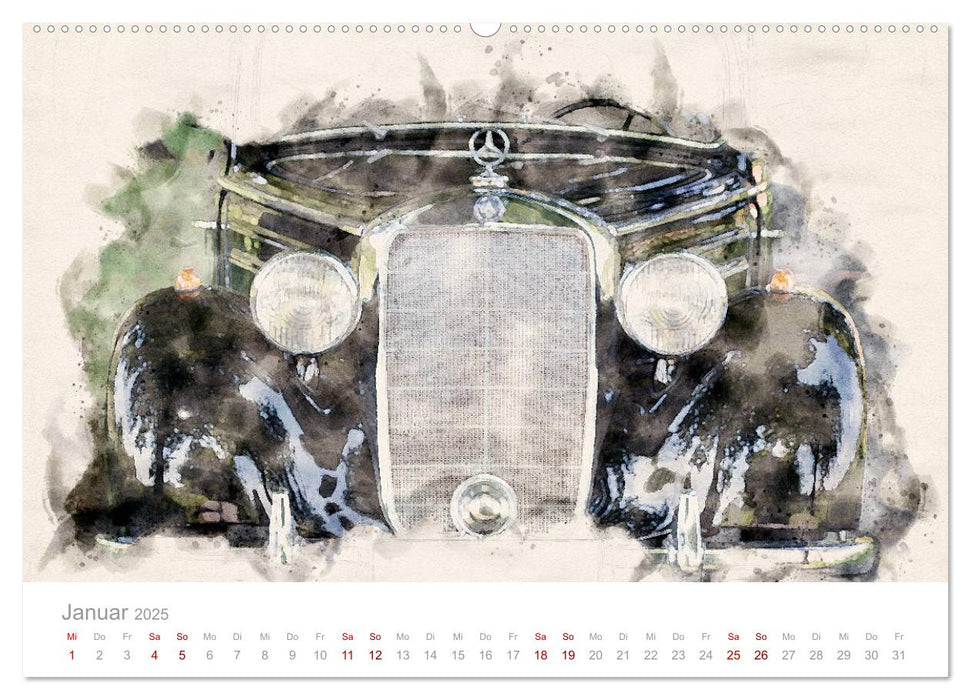 170 S Oldtimer-Aquarelle (CALVENDO Premium Wandkalender 2025)