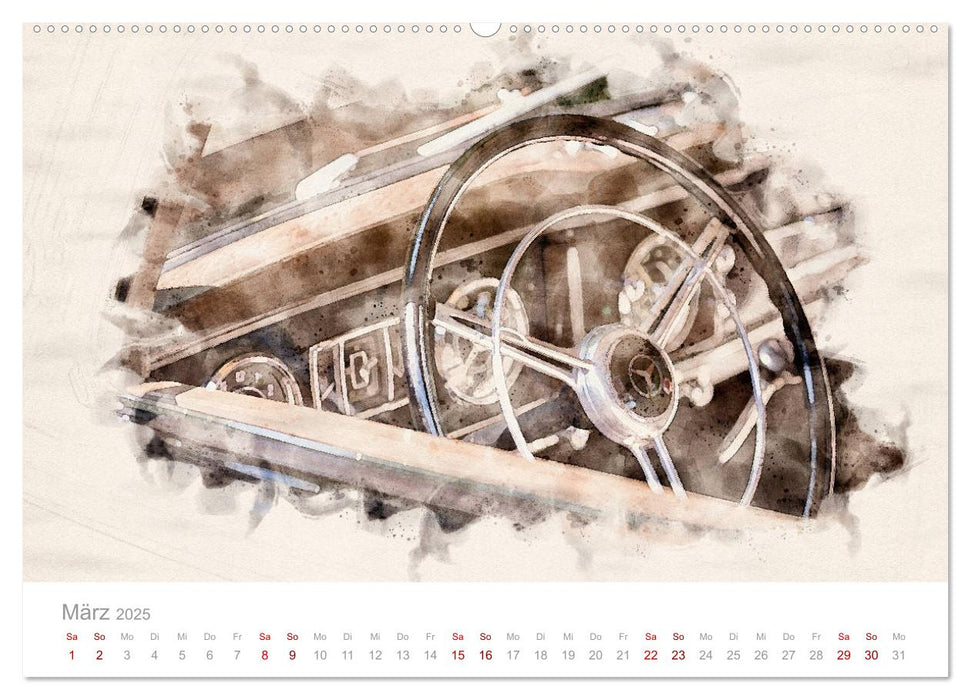 170 S Oldtimer-Aquarelle (CALVENDO Premium Wandkalender 2025)