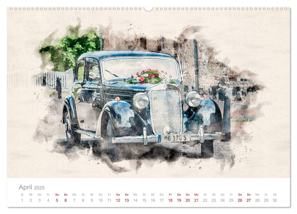 170 S Oldtimer-Aquarelle (CALVENDO Premium Wandkalender 2025)