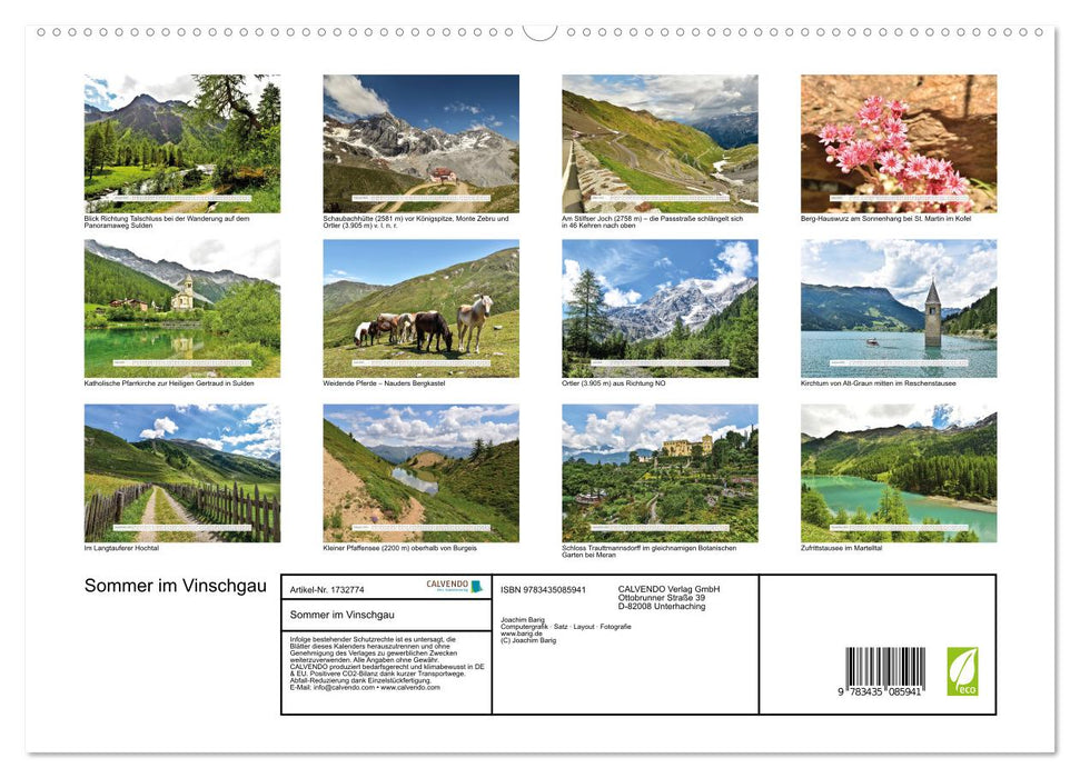 Sommer im Vinschgau (CALVENDO Premium Wandkalender 2025)