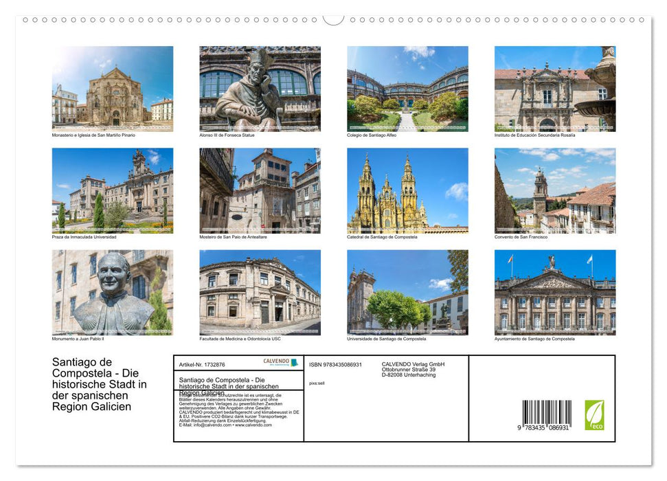 Santiago de Compostela - Die historische Stadt in der spanischen Region Galicien (CALVENDO Premium Wandkalender 2025)