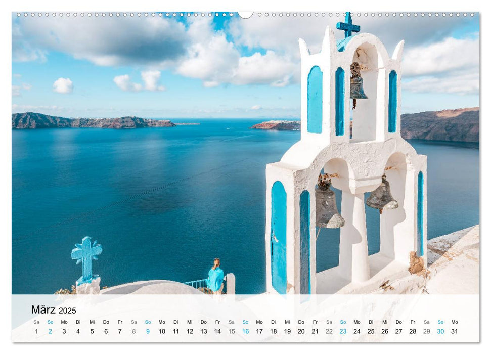 Santorini - Die malerische Kykladeninsel (CALVENDO Premium Wandkalender 2025)