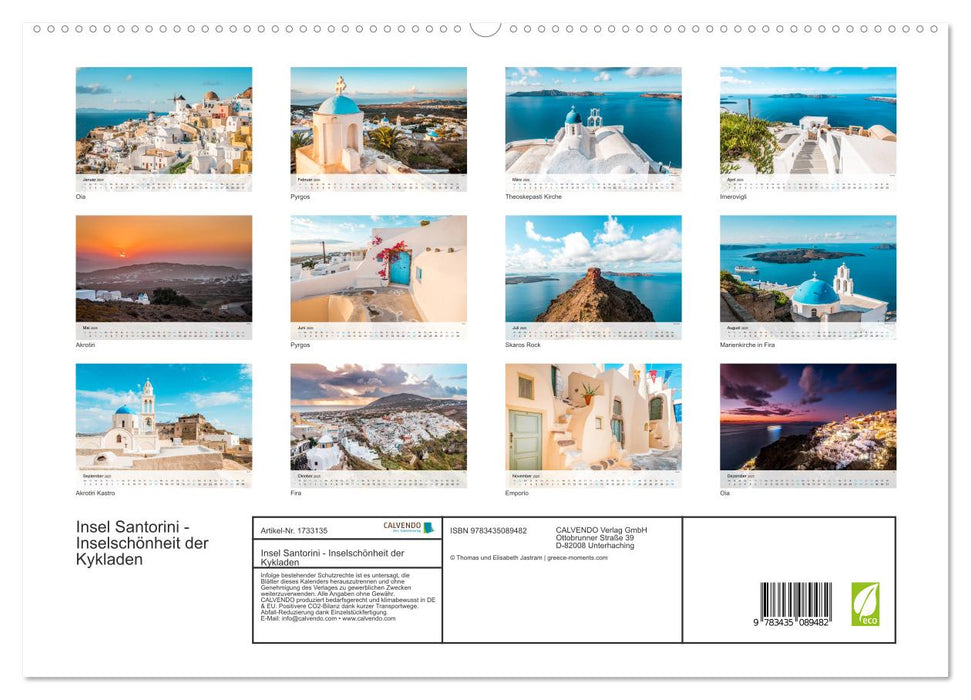 Insel Santorini - Inselschönheit der Kykladen (CALVENDO Premium Wandkalender 2025)