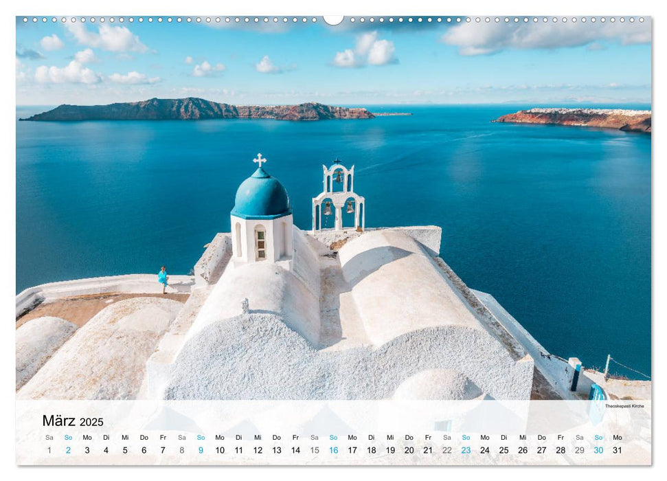 Insel Santorini - Inselschönheit der Kykladen (CALVENDO Premium Wandkalender 2025)