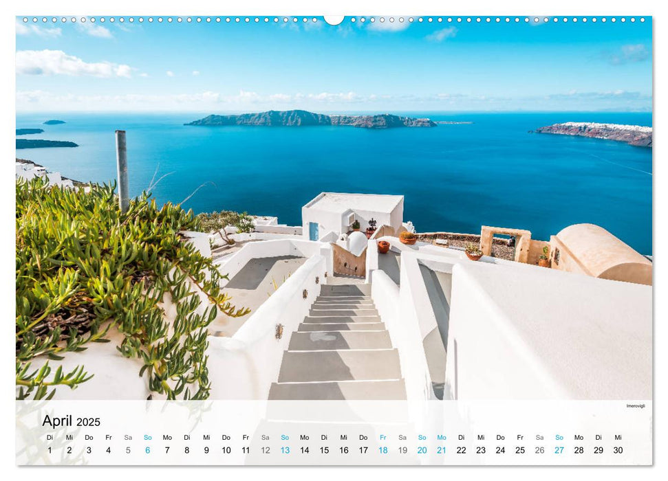 Insel Santorini - Inselschönheit der Kykladen (CALVENDO Premium Wandkalender 2025)