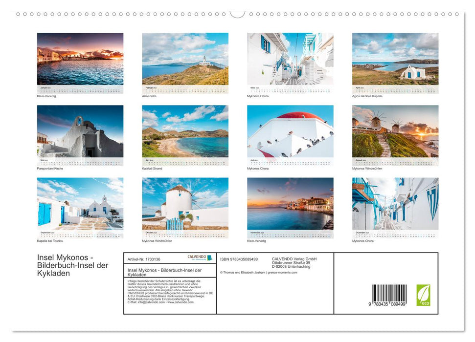 Insel Mykonos - Bilderbuch-Insel der Kykladen (CALVENDO Premium Wandkalender 2025)