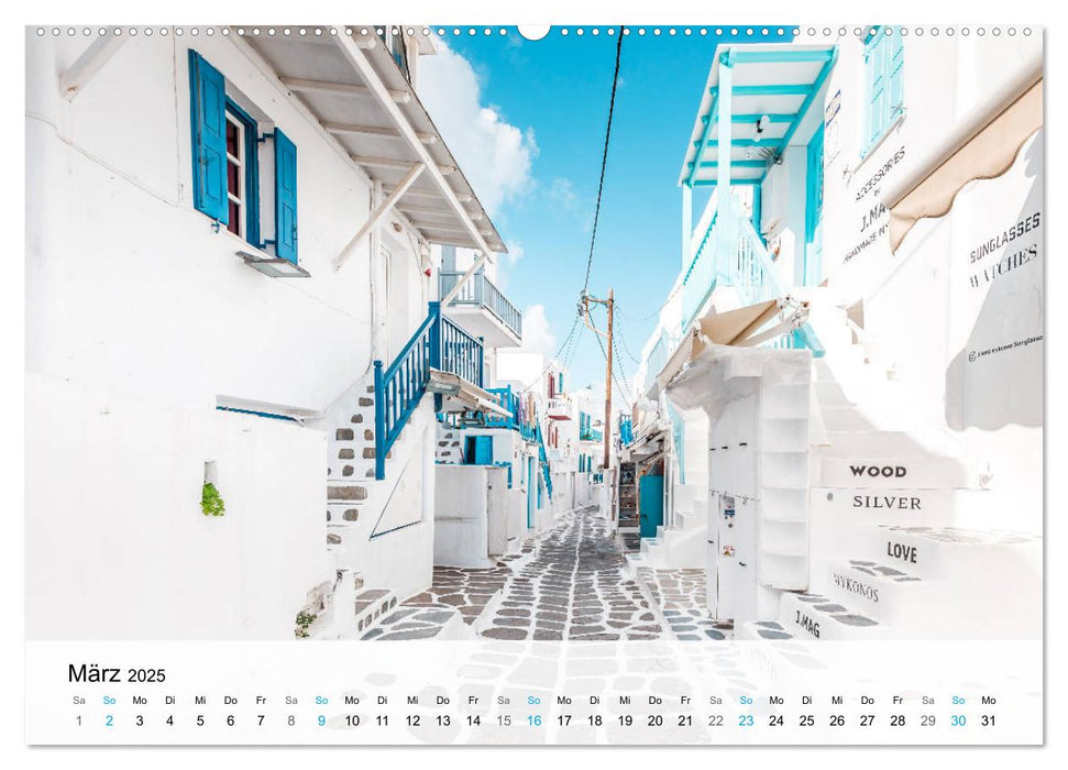 Insel Mykonos - Bilderbuch-Insel der Kykladen (CALVENDO Premium Wandkalender 2025)