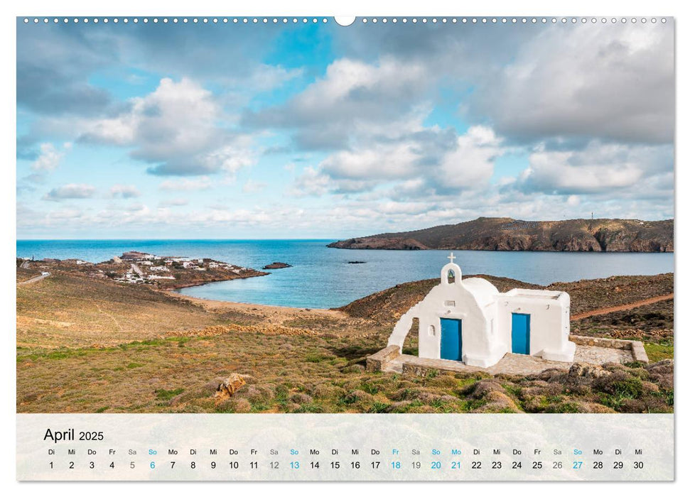 Insel Mykonos - Bilderbuch-Insel der Kykladen (CALVENDO Premium Wandkalender 2025)