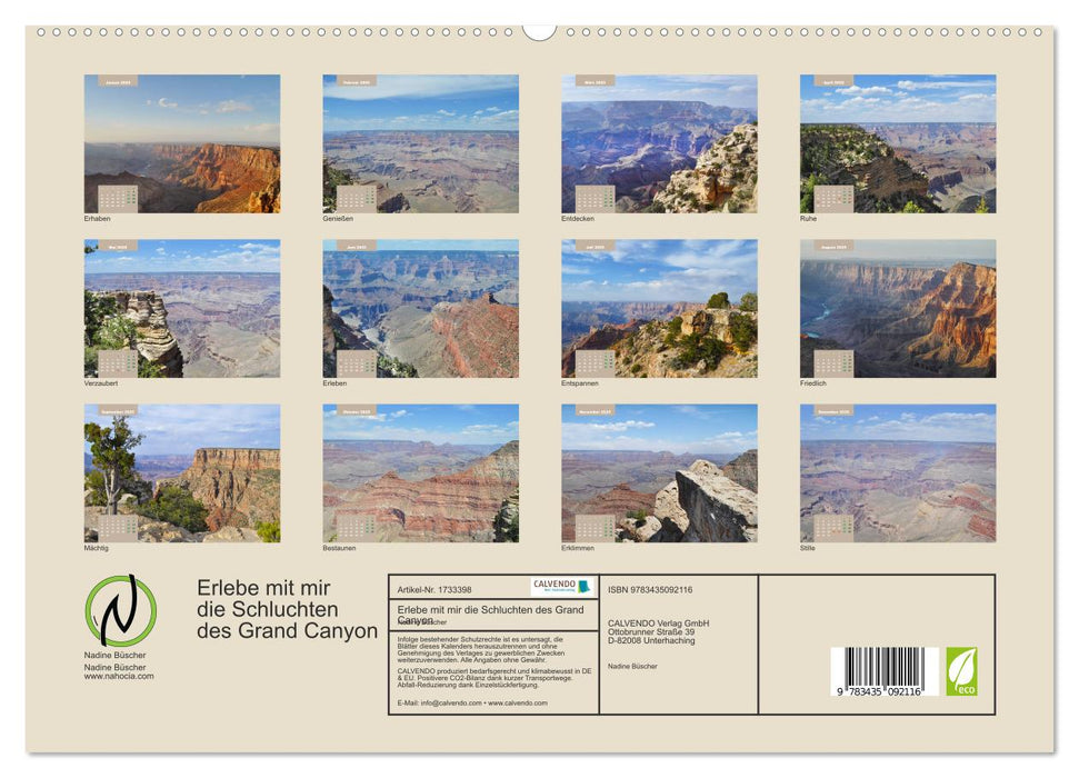 Erlebe mit mir die Schluchten des Grand Canyon (CALVENDO Premium Wandkalender 2025)