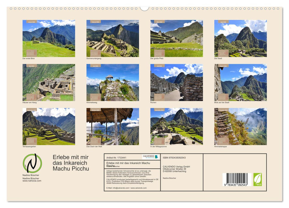 Erlebe mit mir das Inkareich Machu Picchu (CALVENDO Premium Wandkalender 2025)