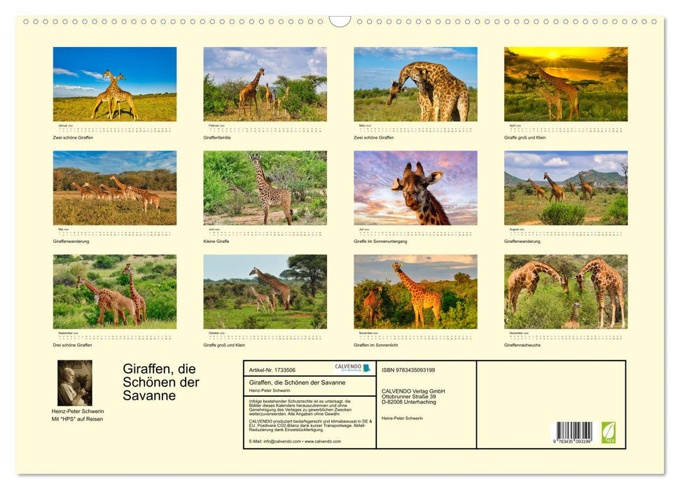 Giraffen, die Schönen der Savanne (CALVENDO Wandkalender 2025)