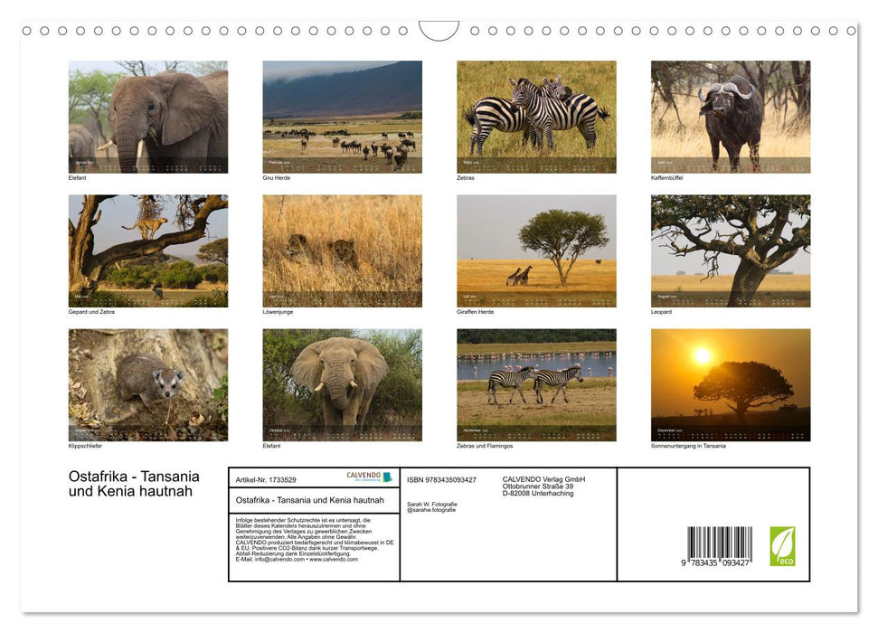 Ostafrika - Tansania und Kenia hautnah (CALVENDO Wandkalender 2025)