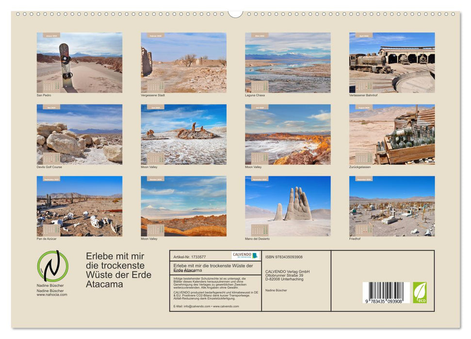 Erlebe mit mir die trockenste Wüste der Erde Atacama (CALVENDO Premium Wandkalender 2025)