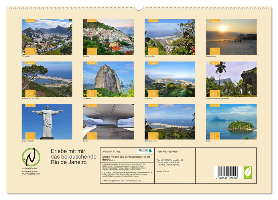 Erlebe mit mir das berauschende Rio de Janeiro (CALVENDO Premium Wandkalender 2025)