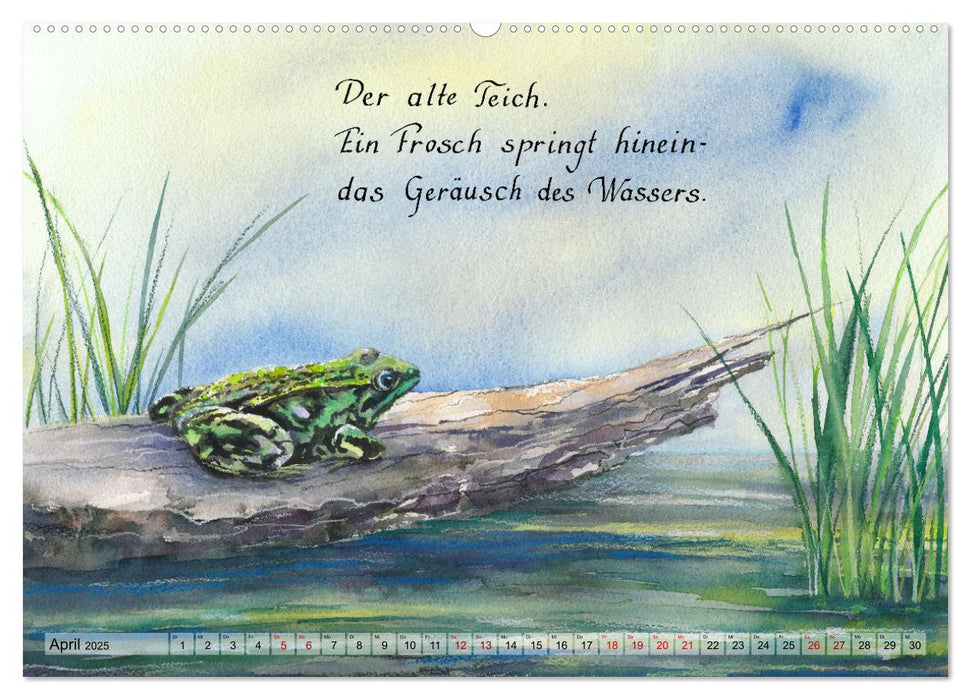 Aquarelle und Haiku von Basho (CALVENDO Wandkalender 2025)