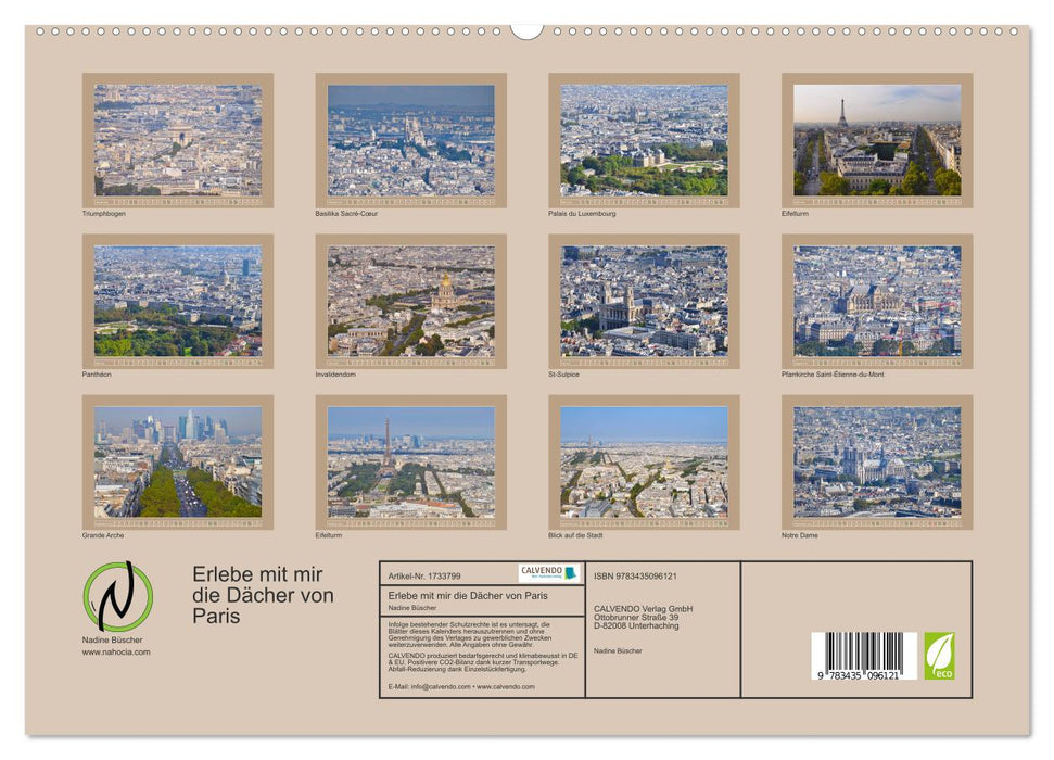 Erlebe mit mir die Dächer von Paris (CALVENDO Premium Wandkalender 2025)