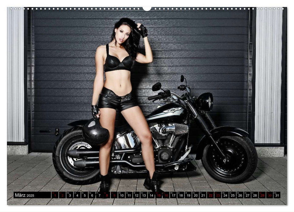 Motorräder und Sexy Girls (CALVENDO Premium Wandkalender 2025)