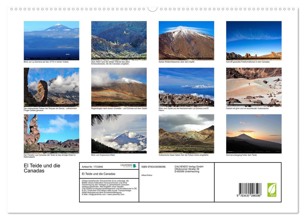 El Teide und die Canadas (CALVENDO Wandkalender 2025)