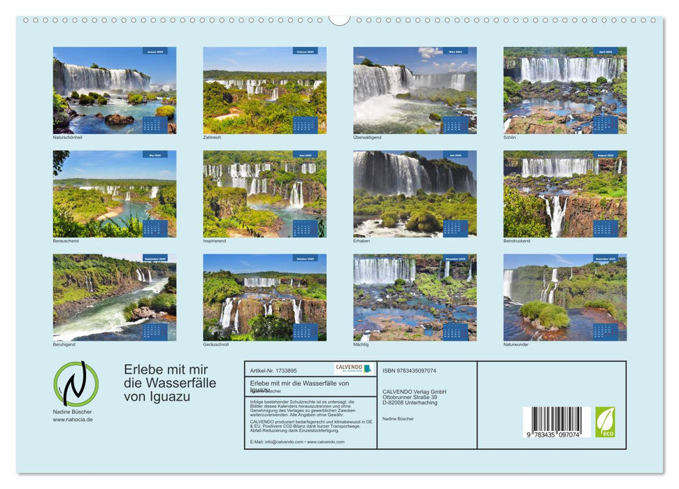 Erlebe mit mir die Wasserfälle von Iguazu (CALVENDO Premium Wandkalender 2025)