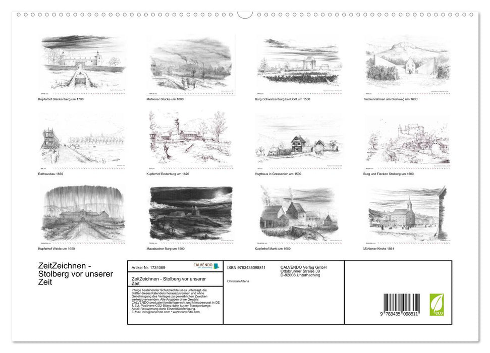 ZeitZeichnen - Stolberg vor unserer Zeit (CALVENDO Premium Wandkalender 2025)