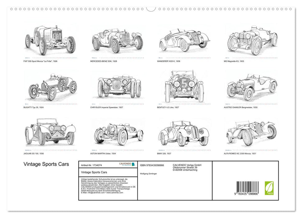 Vintage Sports Cars (CALVENDO Wandkalender 2025)