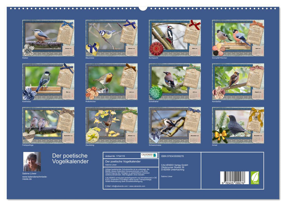 Der poetische Vogelkalender (CALVENDO Premium Wandkalender 2025)