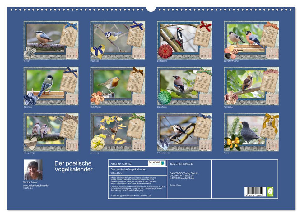 Der poetische Vogelkalender (CALVENDO Wandkalender 2025)