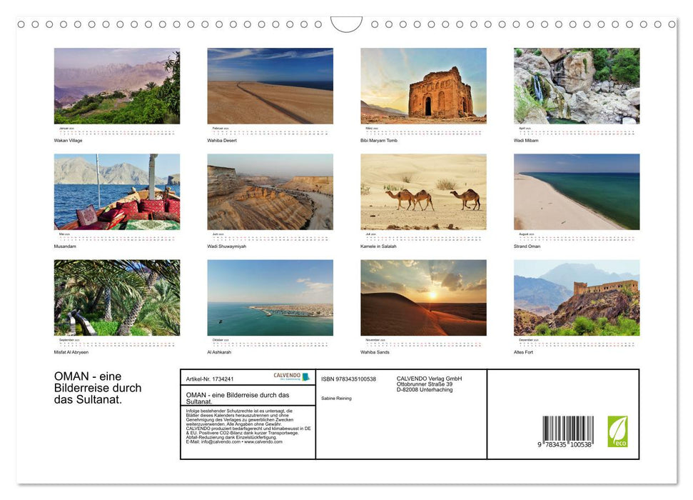 OMAN - eine Bilderreise durch das Sultanat. (CALVENDO Wandkalender 2025)