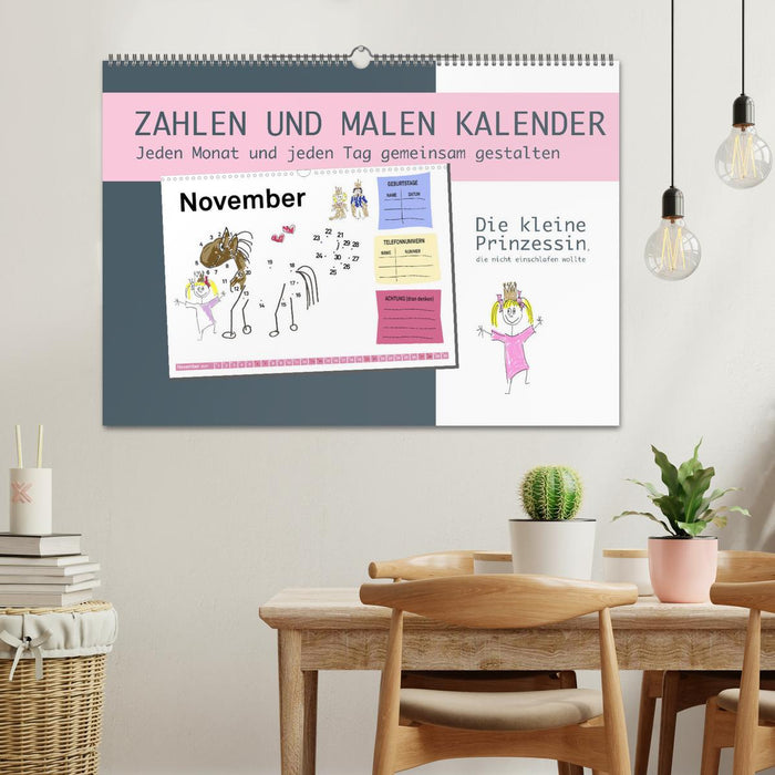 Zahlen und Malen Kalender mit der kleinen Prinzessin (CALVENDO Wandkalender 2025)