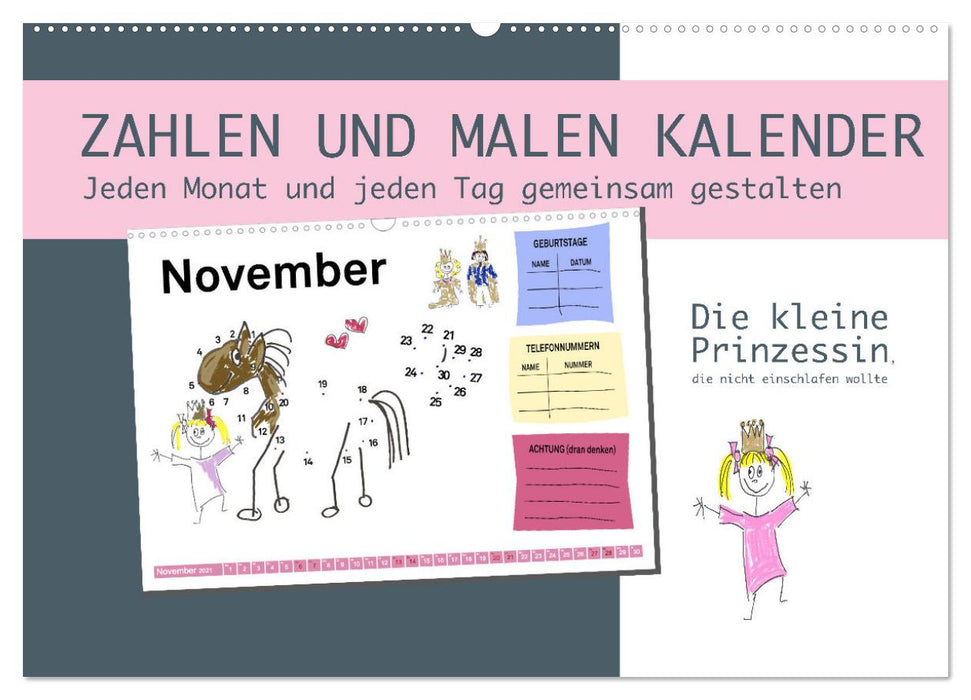 Zahlen und Malen Kalender mit der kleinen Prinzessin (CALVENDO Wandkalender 2025)