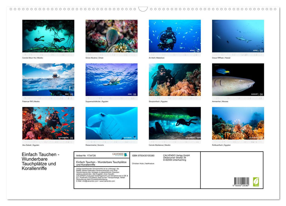 Einfach Tauchen - Wunderbare Tauchplätze und Korallenriffe (CALVENDO Wandkalender 2025)