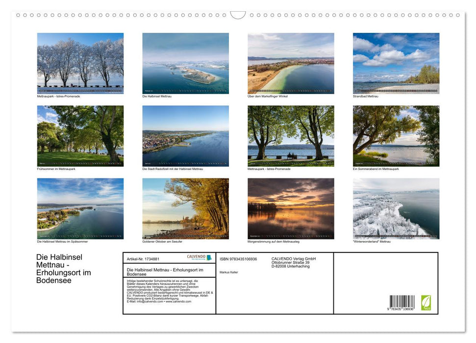 Die Halbinsel Mettnau - Erholungsort im Bodensee (CALVENDO Wandkalender 2025)