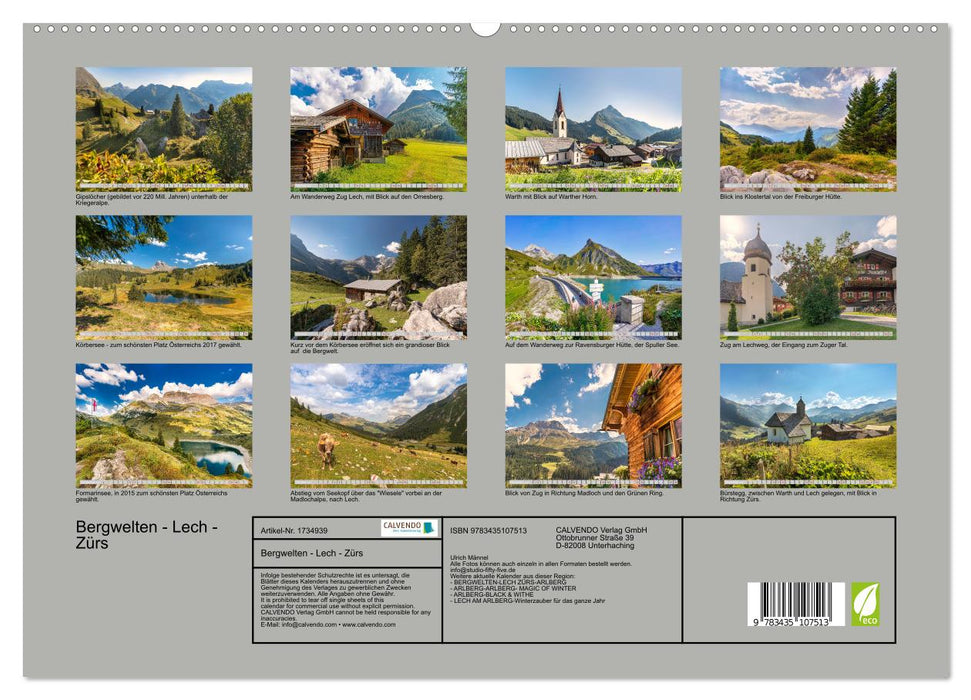 Bergwelten - Lech - Zürs (CALVENDO Wandkalender 2025)