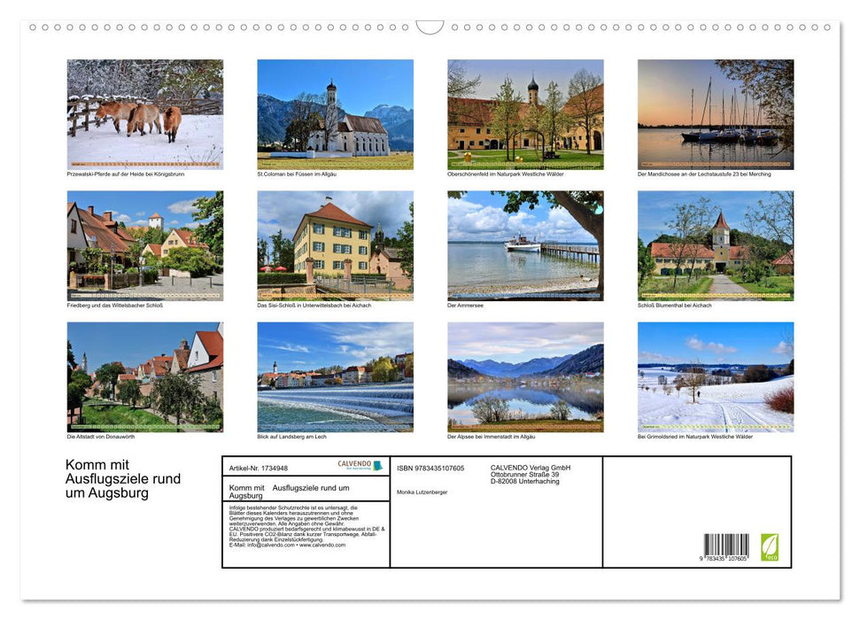 Komm mit Ausflugsziele rund um Augsburg (CALVENDO Wandkalender 2025)