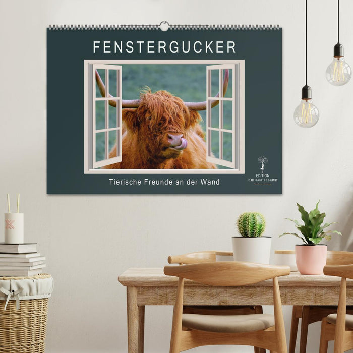 Fenstergucker - tierische Freunde an der Wand (CALVENDO Wandkalender 2025)