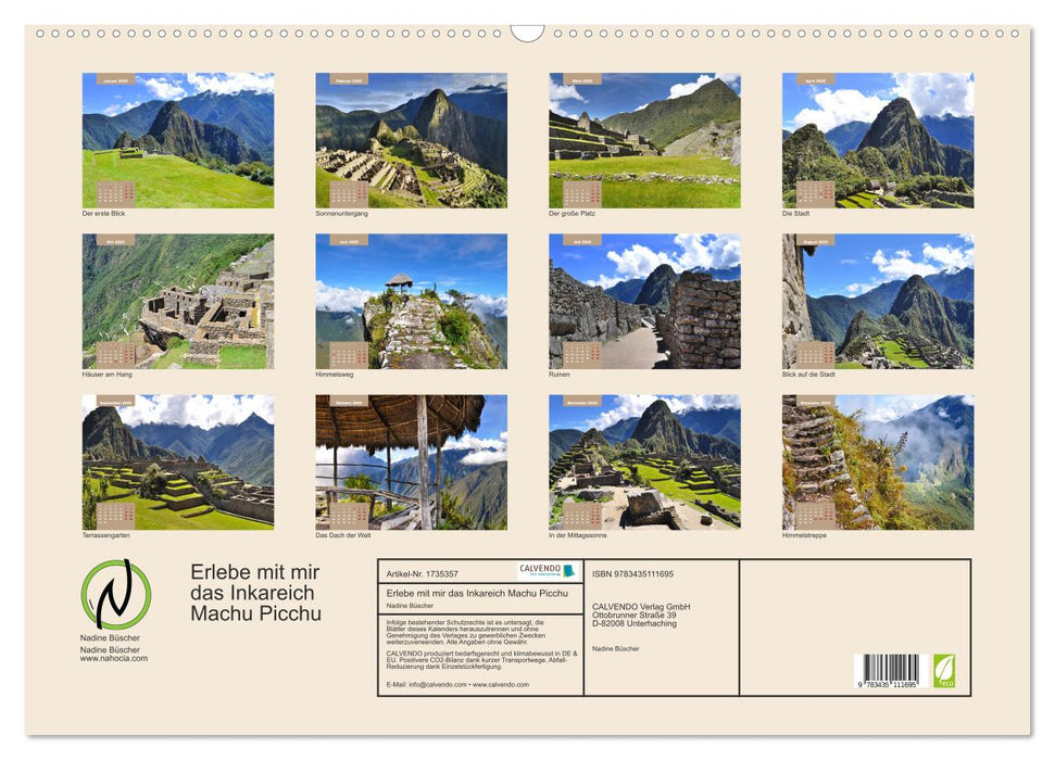 Erlebe mit mir das Inkareich Machu Picchu (CALVENDO Wandkalender 2025)